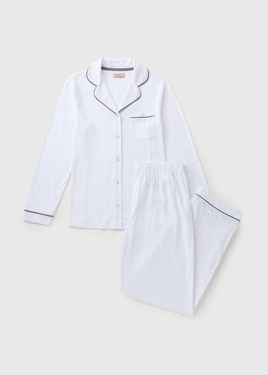 White Button Through Shirt Pyjama Set - M Tick Approved