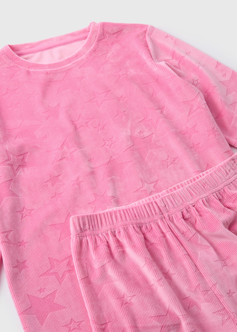 Girls Pink Star Velour Pyjama Set (7-13yrs)