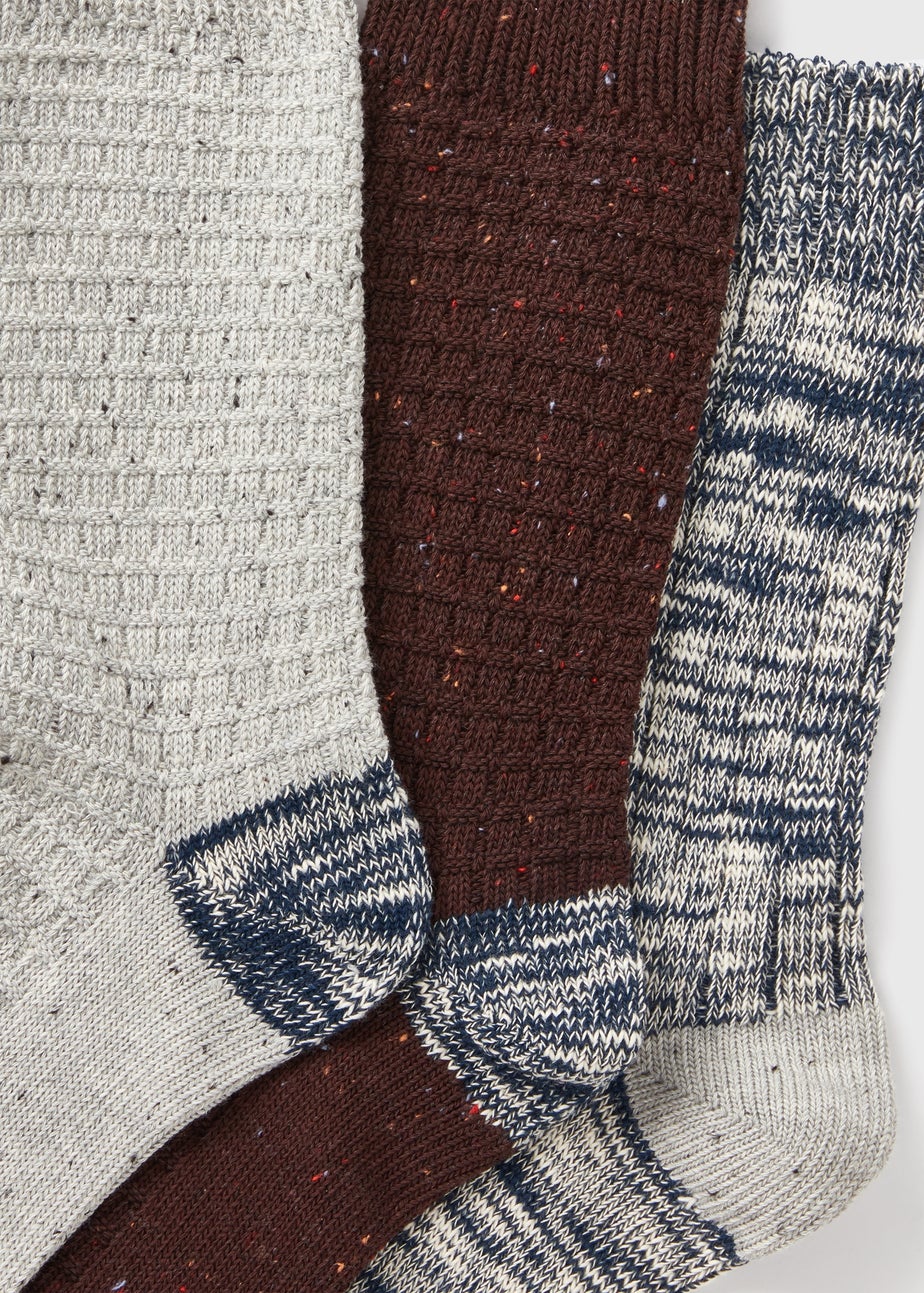 3 Pack Multicolour Waffle Thermal Socks