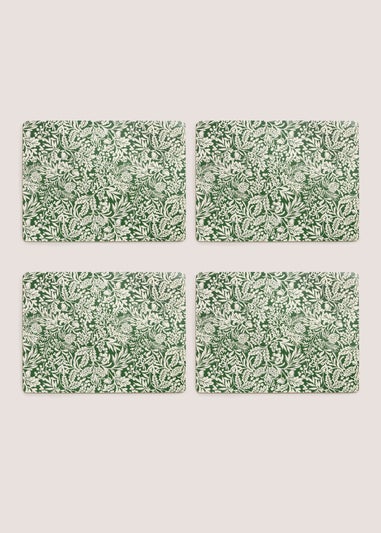 4 Pack Winter Poem Green Floral Cork Placemats