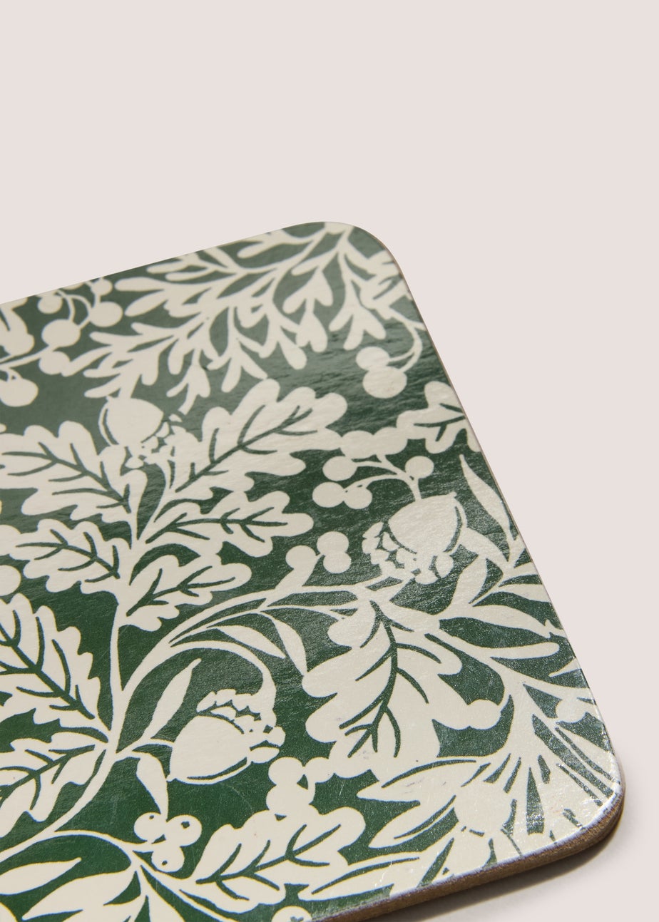 4 Pack Winter Poem Green Floral Cork Coasters