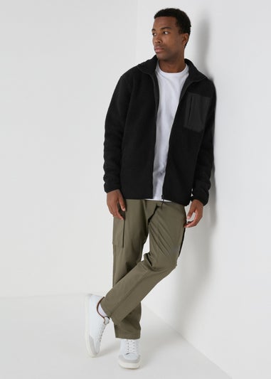 Black Zip Up Borg Jacket