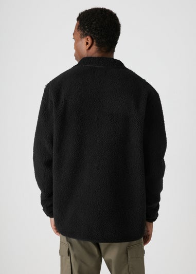 Black Zip Up Borg Jacket