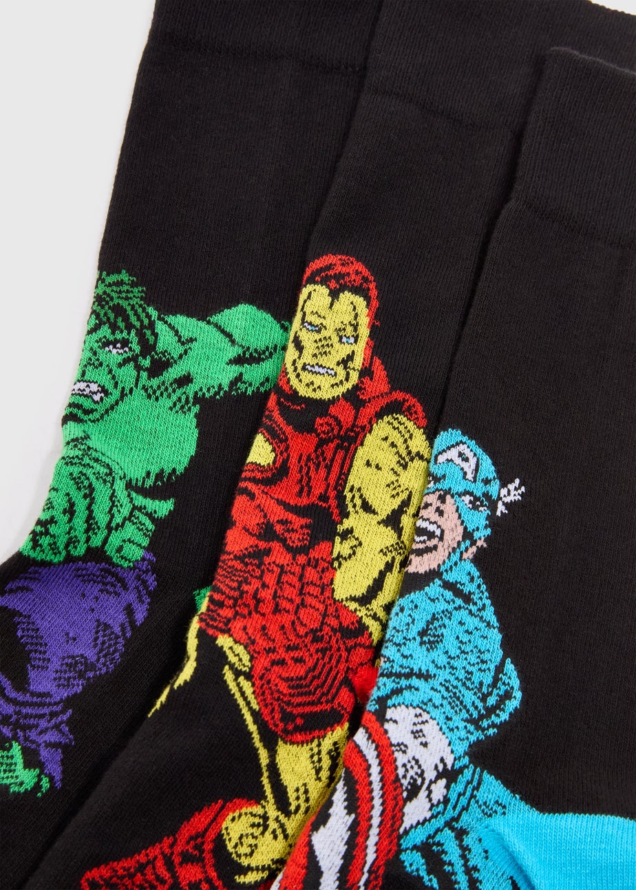 Marvel 3 Pack Black Socks