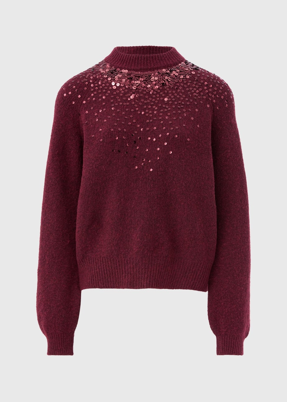 Papaya Petite Burgundy Scatter Sequin Jumper