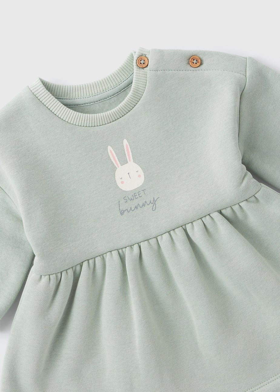 Baby Green Bunny Sweater Dress (Newborn-23mths)