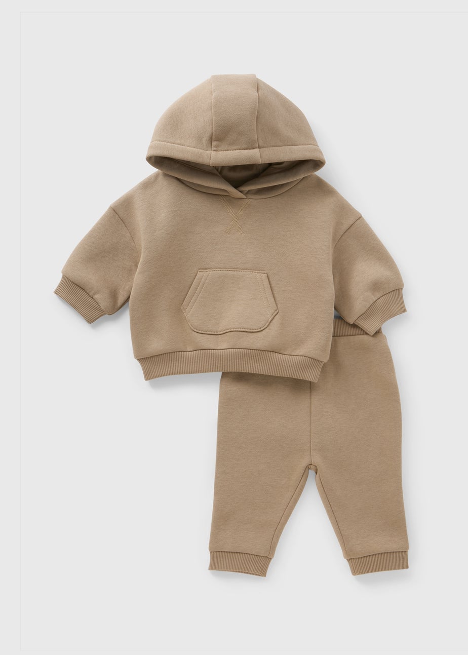 Baby Taupe Hoodie & Jogging Bottoms (Newborn-23mths)