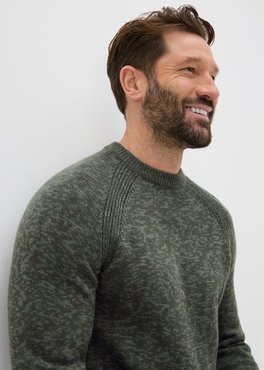 Green Knitted Twist Crew Neck Jumper