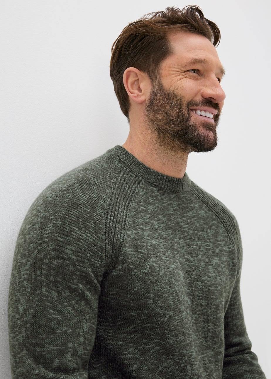 Green Knitted Twist Crew Neck Jumper