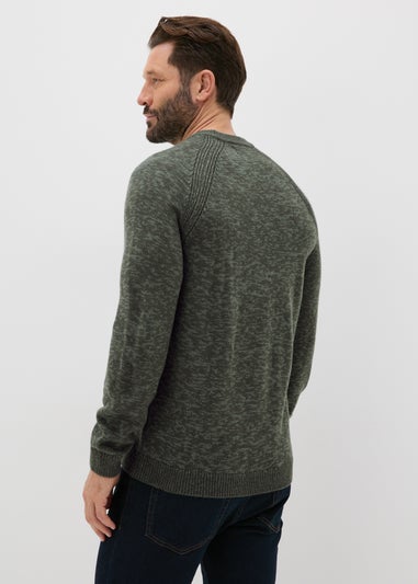 Green Knitted Twist Crew Neck Jumper
