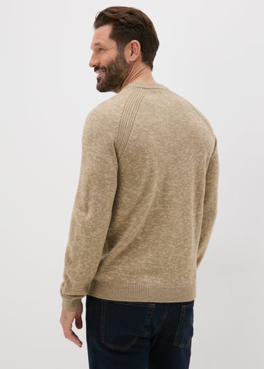 Ecru Knitted Twist Crew Neck Jumper