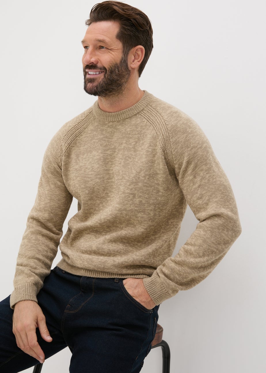 Ecru Knitted Twist Crew Neck Jumper