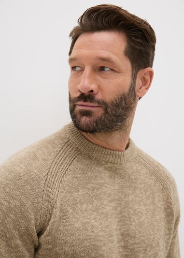 Ecru Knitted Twist Crew Neck Jumper