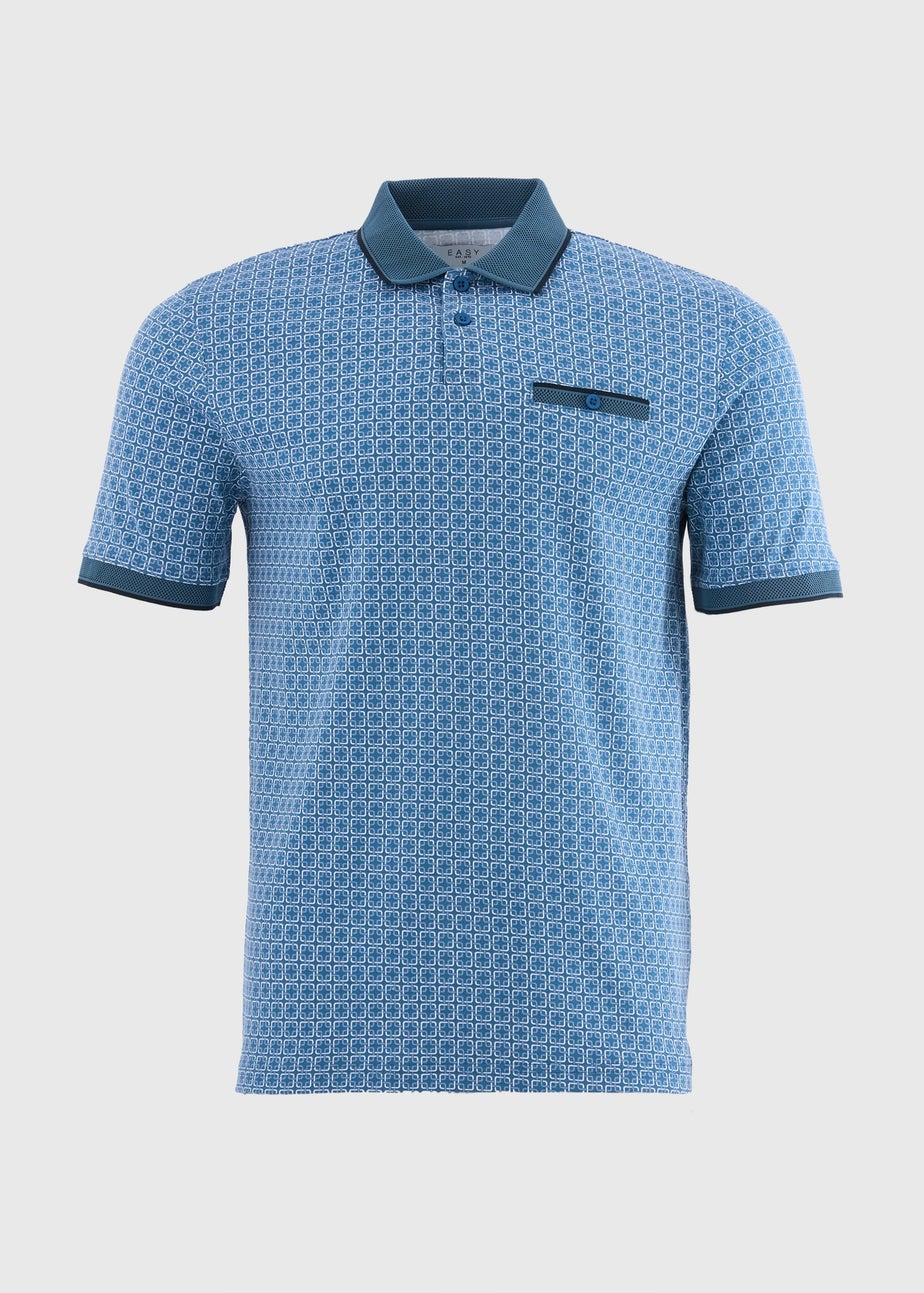 Teal Patterned Polo Shirt