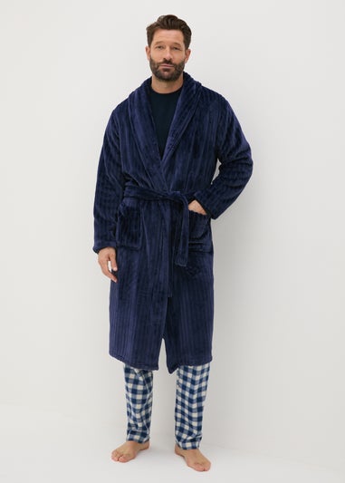 Navy Velour Dressing Gown