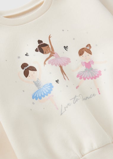 Girls Cream Ballerina Sweatshirt (1-7yrs)