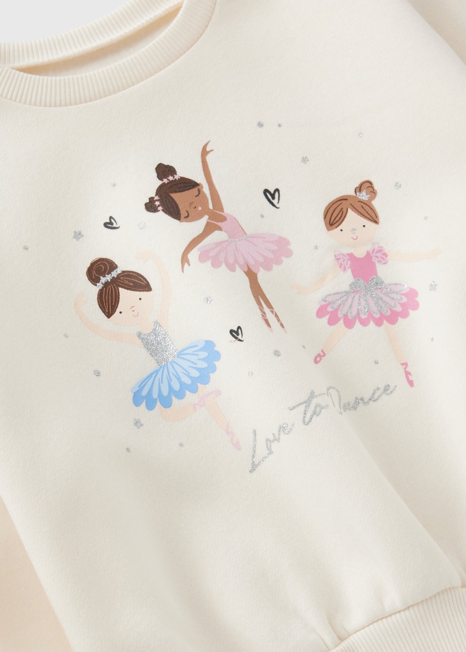 Girls Cream Ballerina Sweatshirt (1-7yrs)