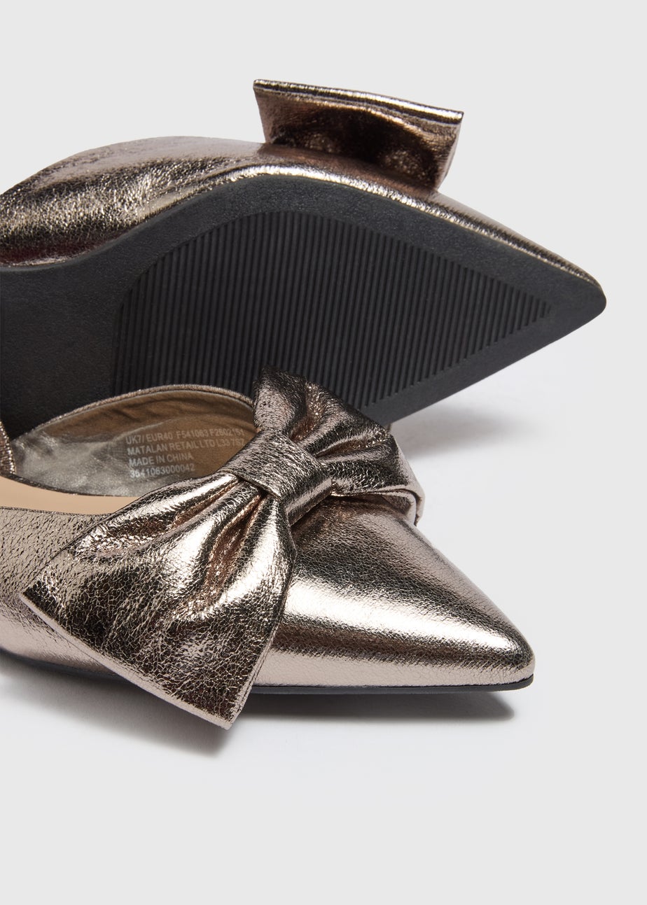 Pewter Bow Point Slingbacks