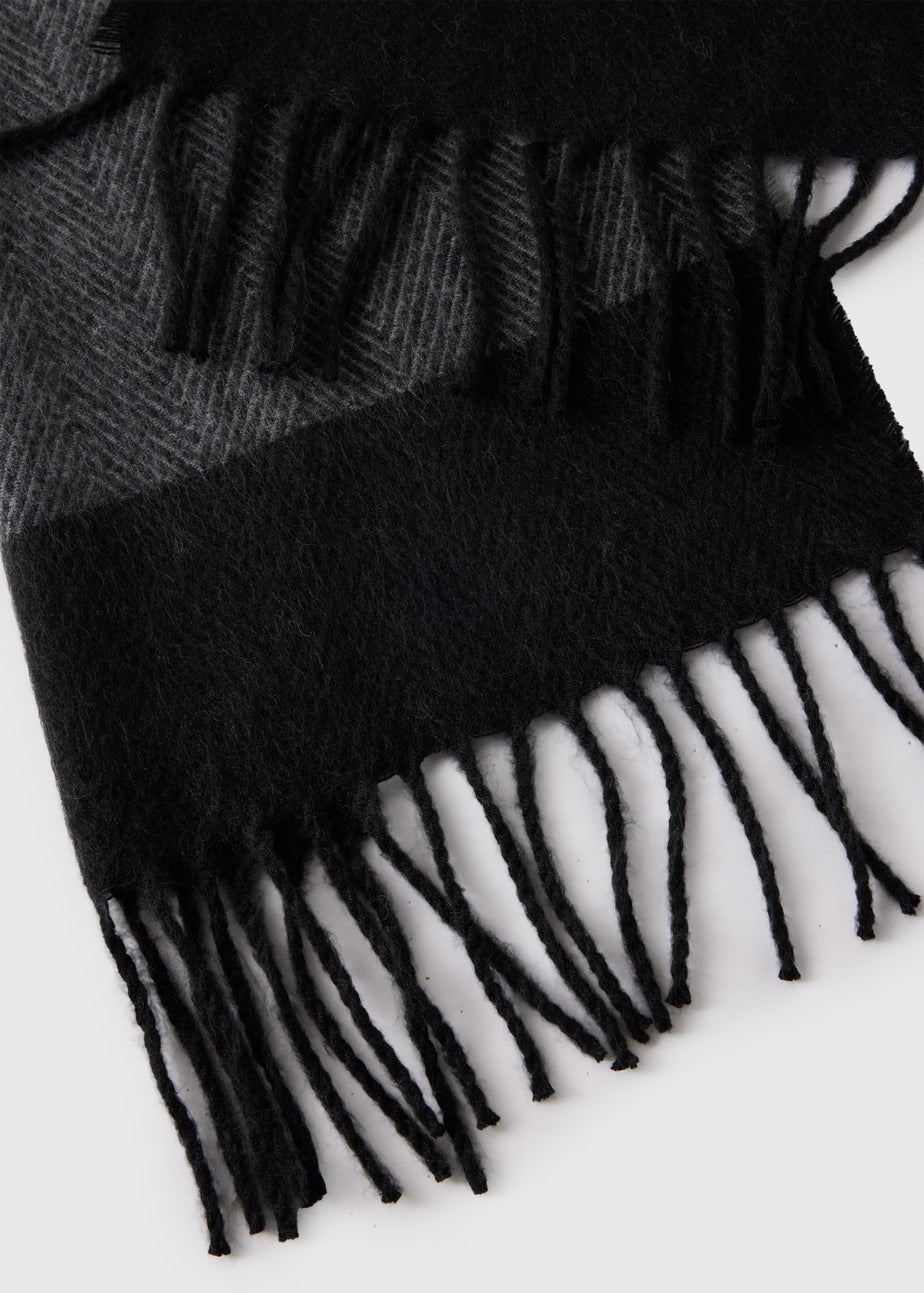 Grey Herringbone Woven Scarf