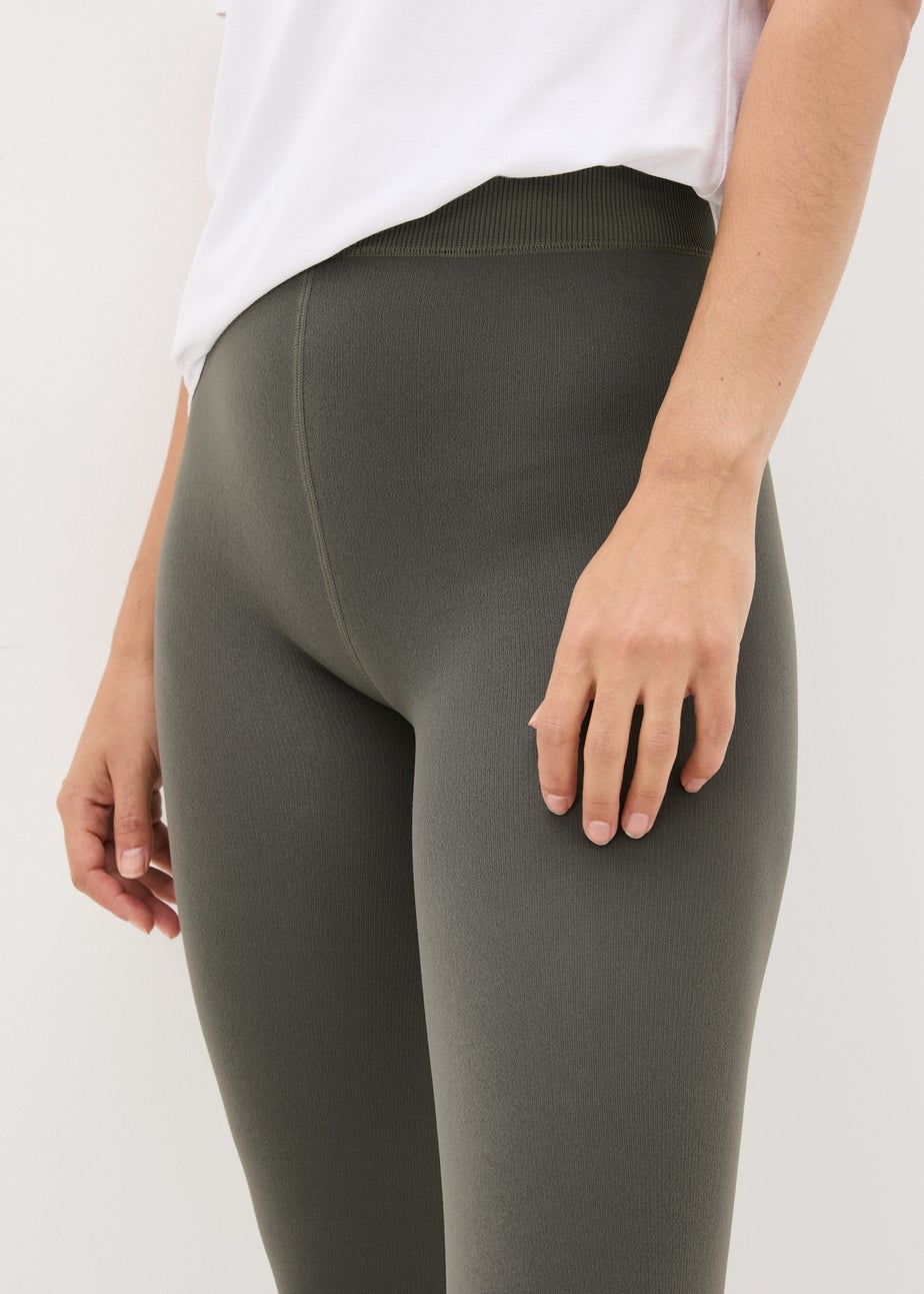 Khaki Fleece Lined Heavy Weight Leggings