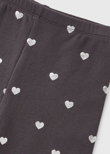 Girls Navy Heart Leggings (1-7yrs)
