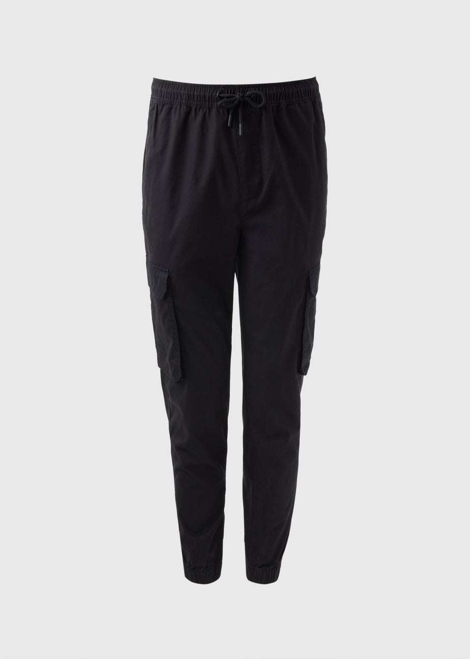 Black Cuffed Cargo Trousers