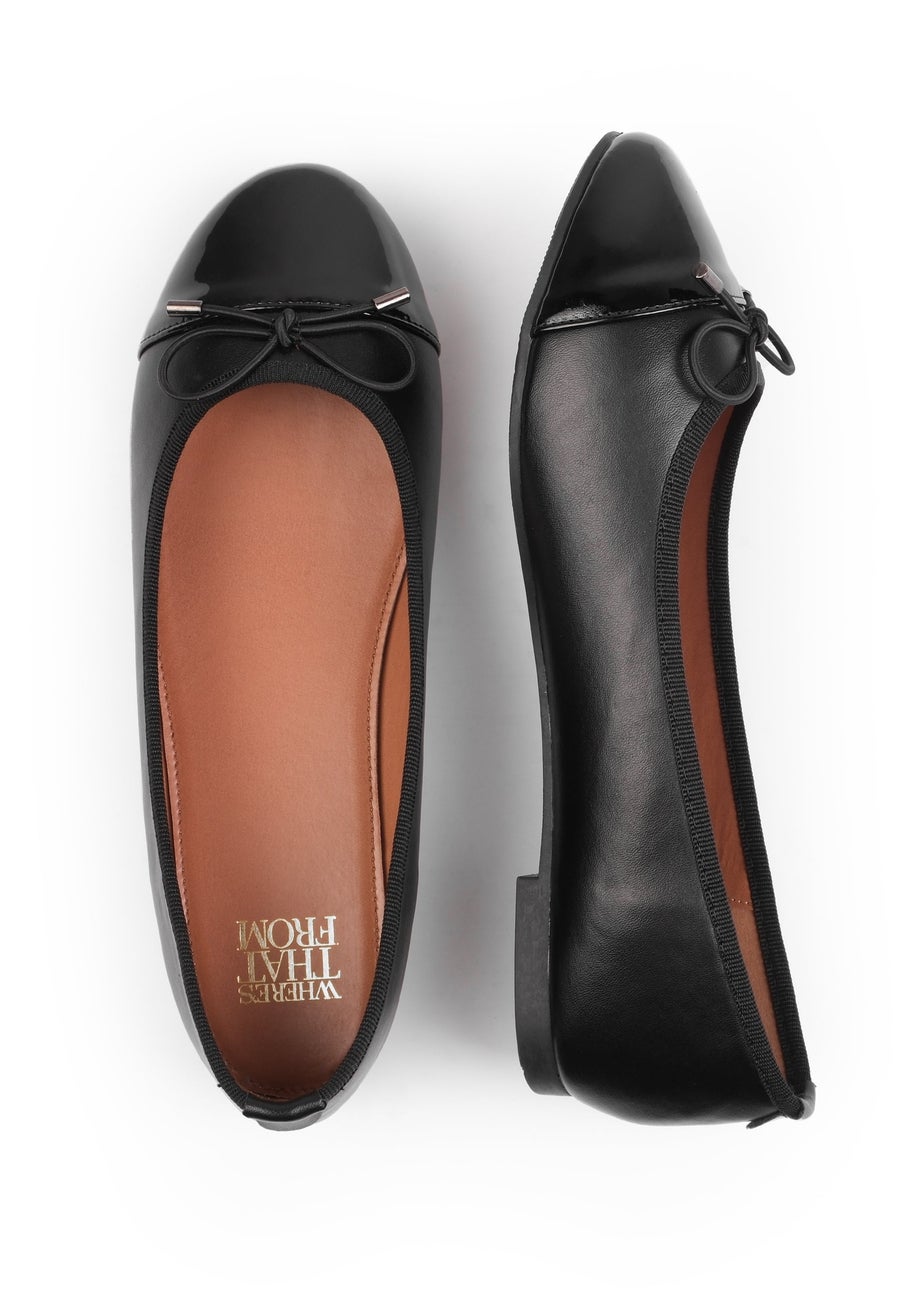 Where's That From Black Janice Extra Wide PU Ballerina Flats