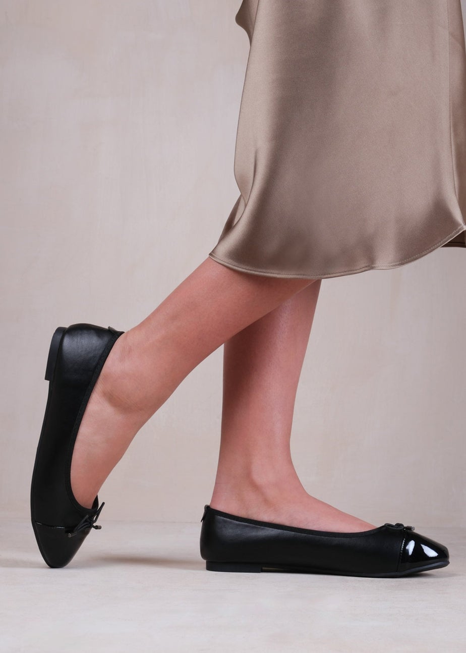 Where's That From Black Janice Extra Wide PU Ballerina Flats