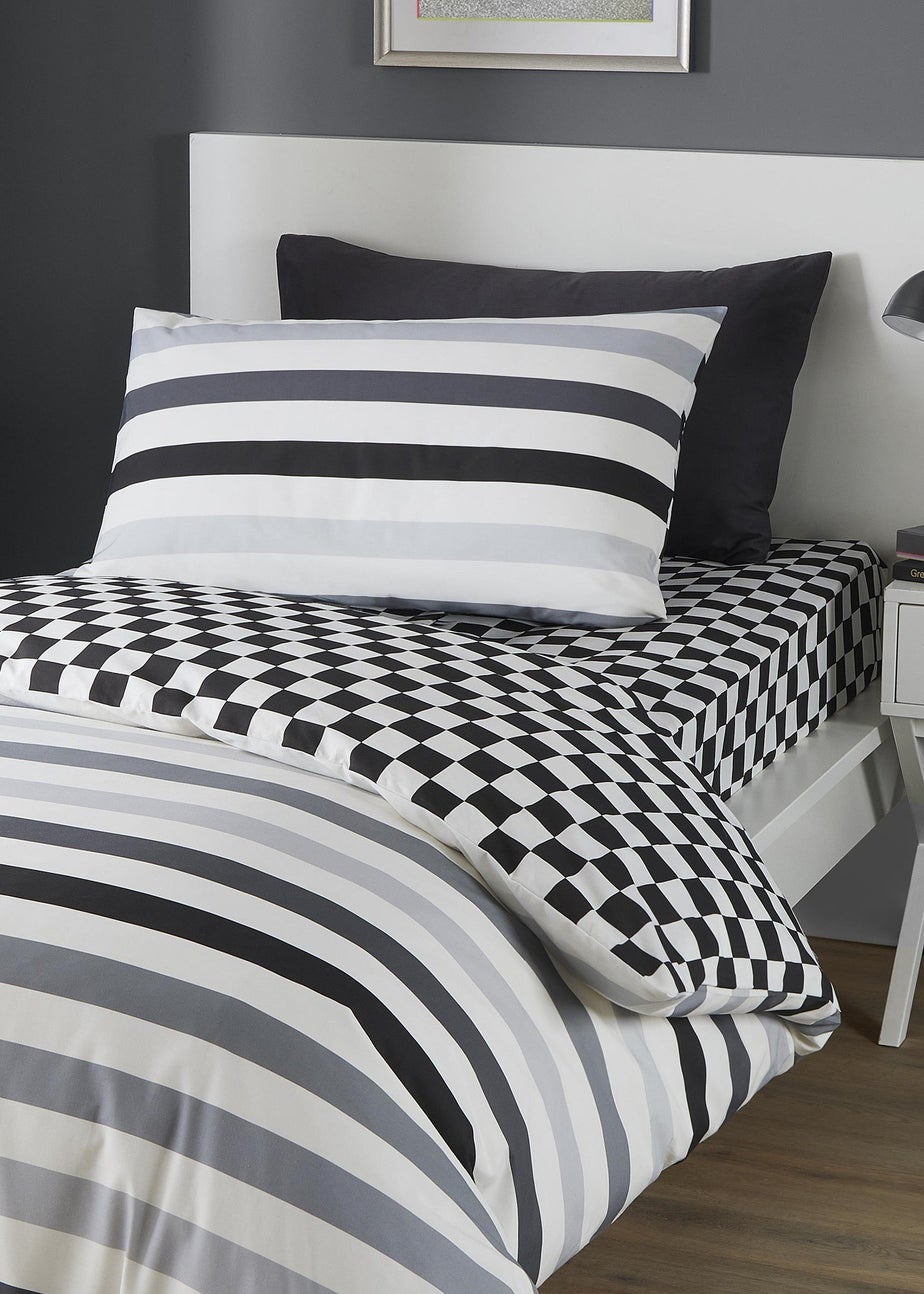 Bedlam Beckett Stripe White Duvet Cover Set