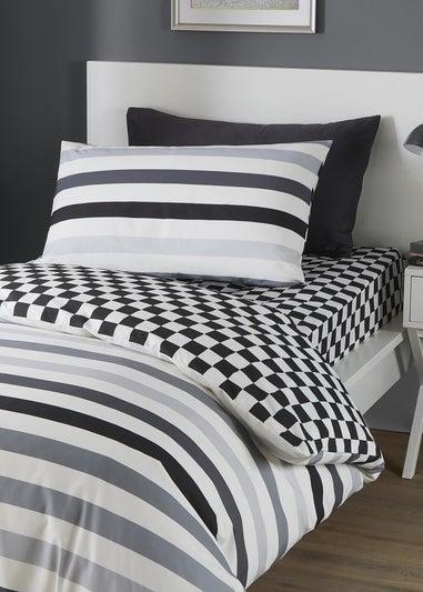 Bedlam Beckett Stripe White Duvet Cover Set