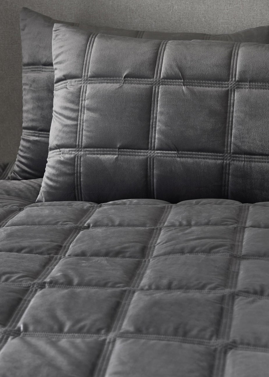 Soiree Slate Brighton Square Velvet Duvet Cover Set
