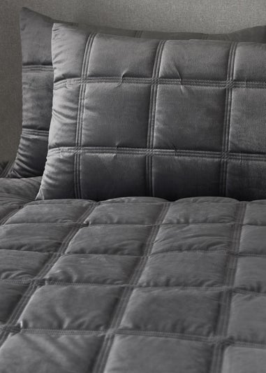 Soiree Slate Brighton Square Velvet Duvet Cover Set