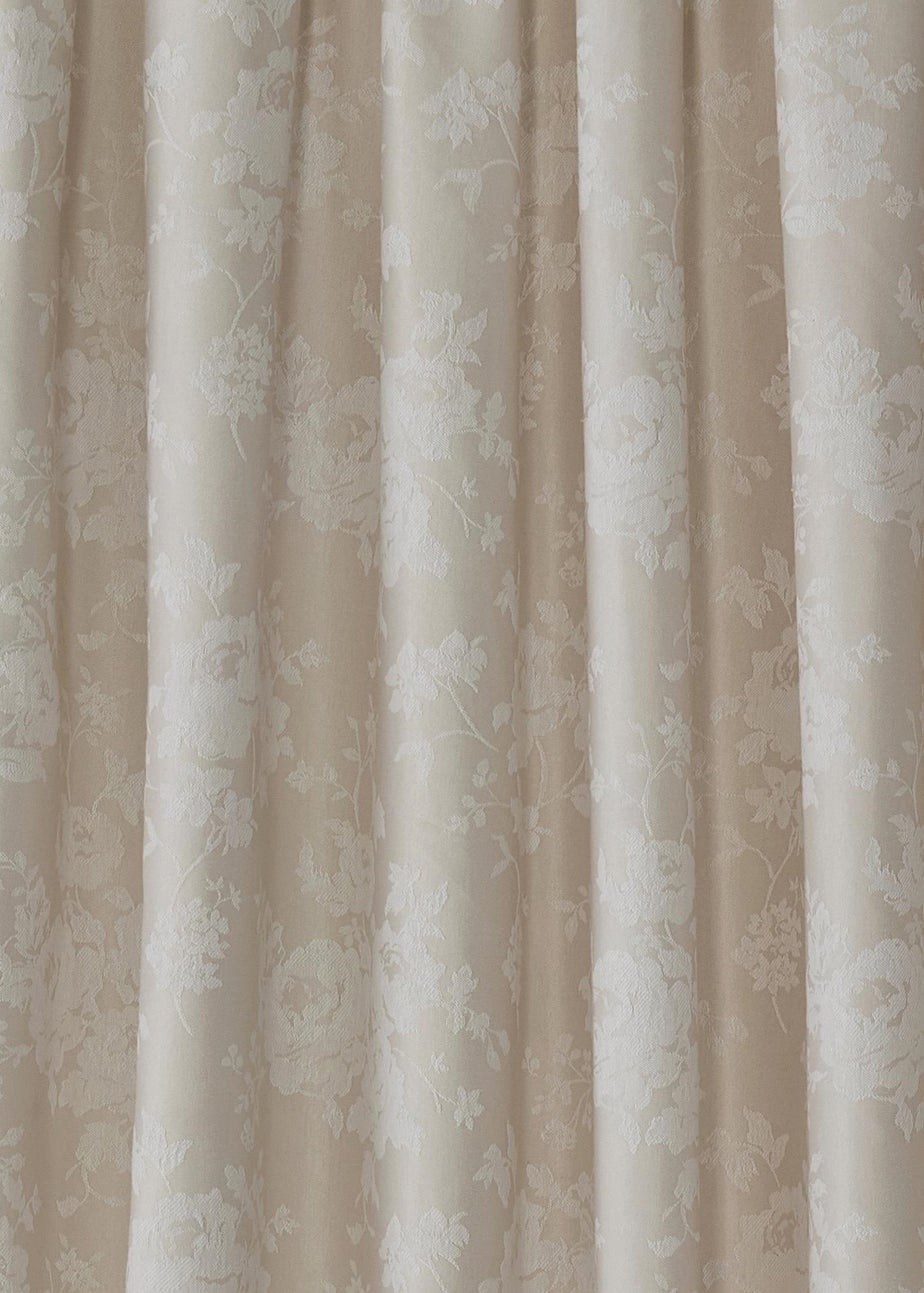 Dreams & Drapes Imelda Jacquard Ivory Pencil Pleat Curtains With Tie-Backs