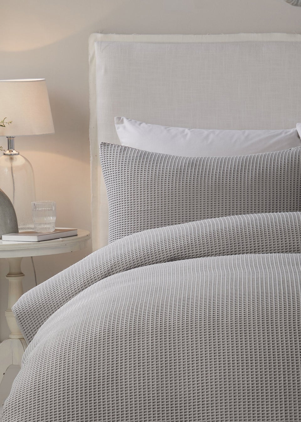 Serene Lindly Waffle Silver Duvet Cover Set