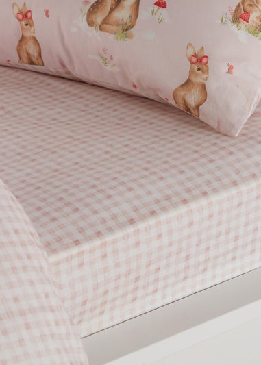 Bedlam Woodland Friends Pink Fitted Bed Sheet (25cm deep)