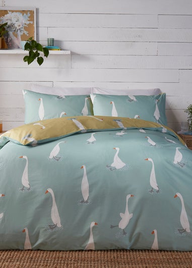 Fusion Puddles The Duck Reversible Yellow Duvet Cover Set