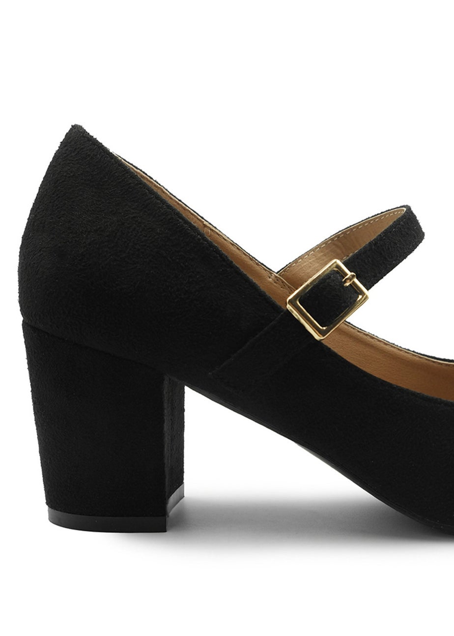 Where's That From Black Suede Araceli Wide  Mary Jane Pumps