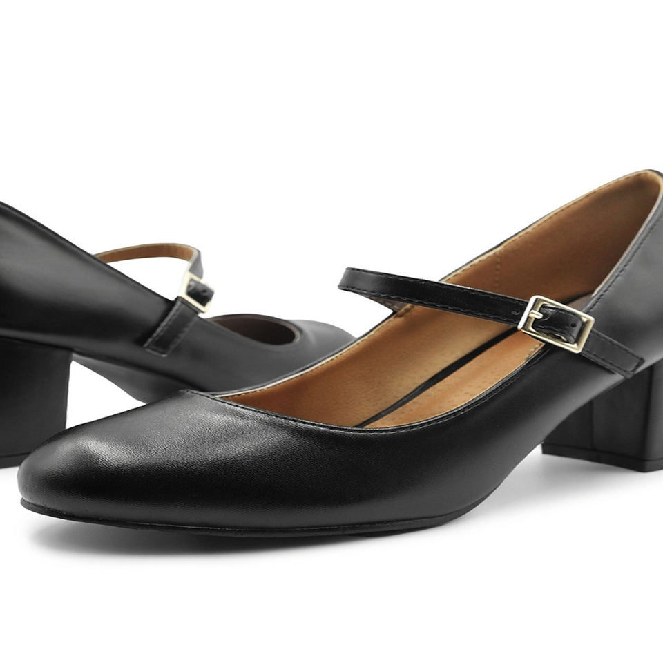 Where's That From Black PU Araceli Wide  Mary Jane Pumps
