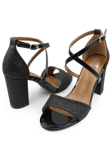 Where's That From Black Ruth Wide Fit Block Heel Sandals