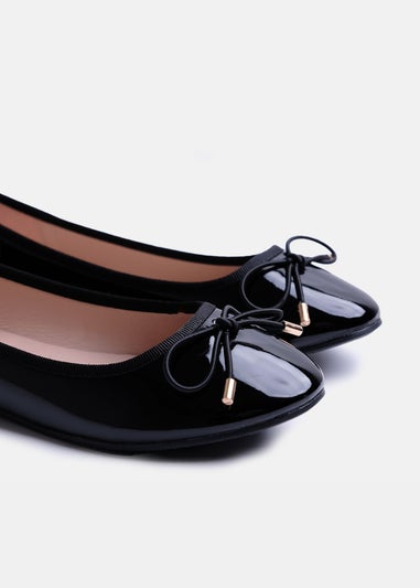 Where's That From Black Tallulah Wide Fit Patent Flat Pumps