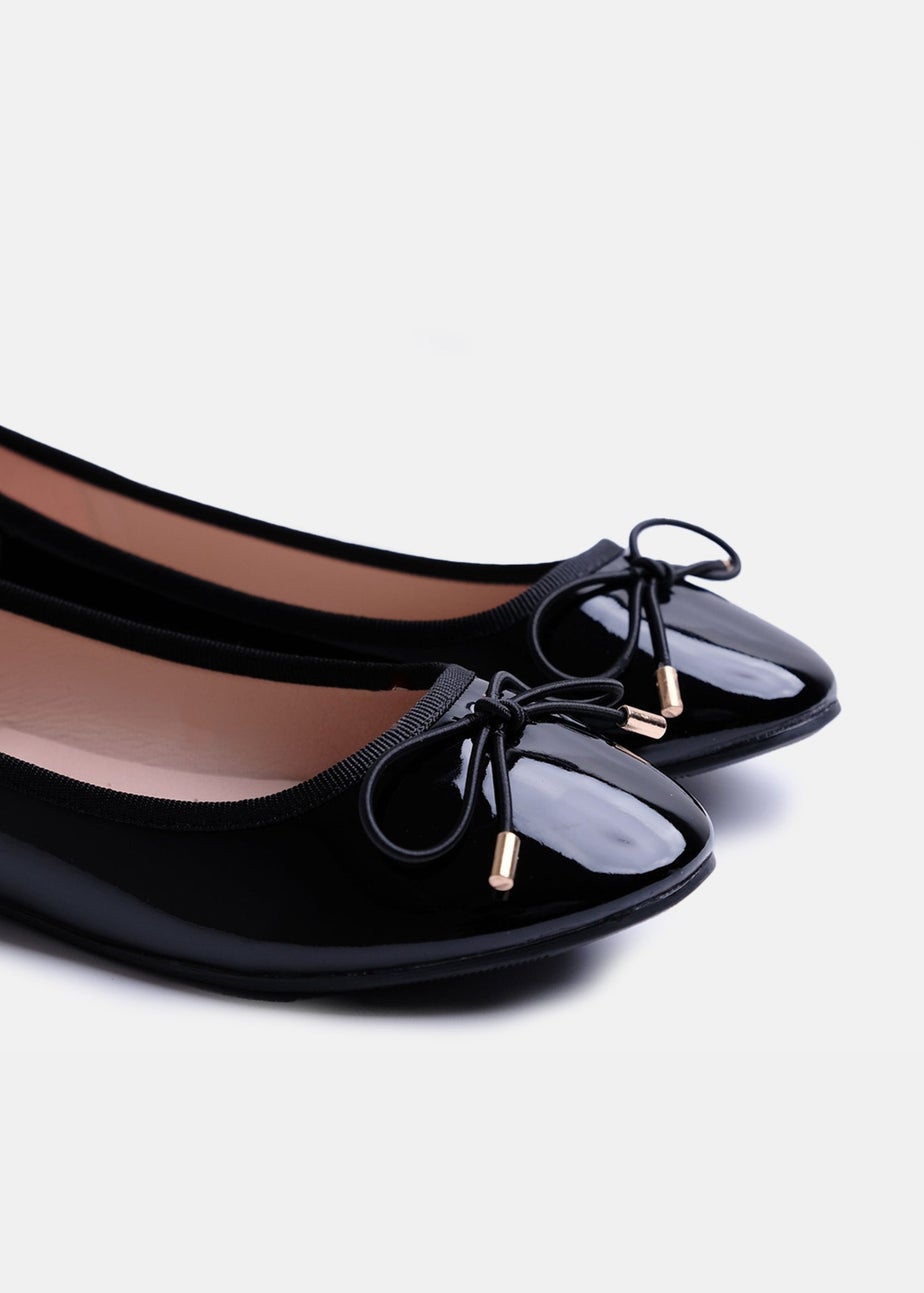 Where's That From Black Tallulah Wide Fit Patent Flat Pumps