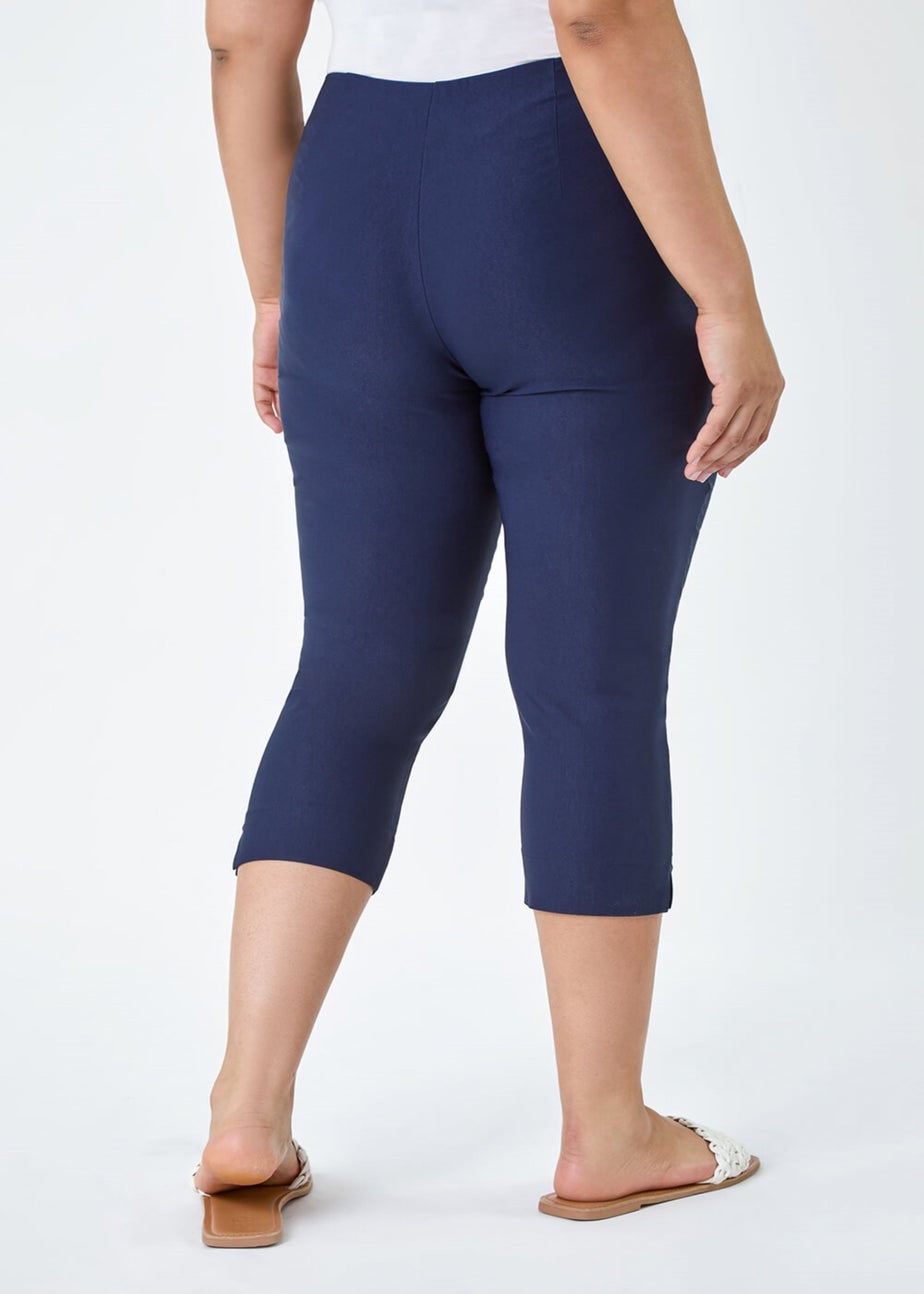 Roman Navy Blue Curve Cropped Stretch Trouser