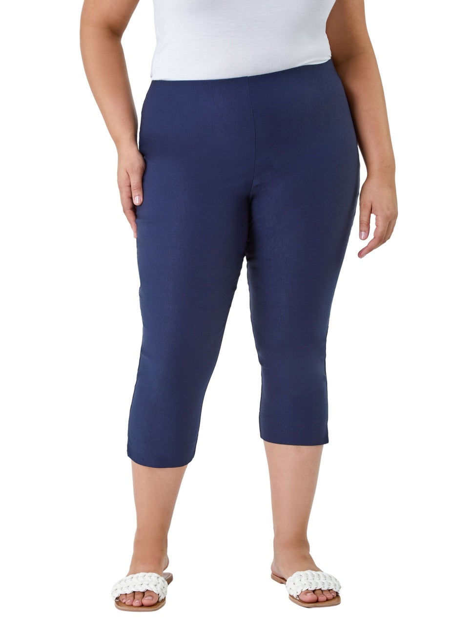 Roman Navy Blue Curve Cropped Stretch Trouser
