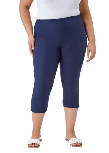 Roman Navy Blue Curve Cropped Stretch Trouser