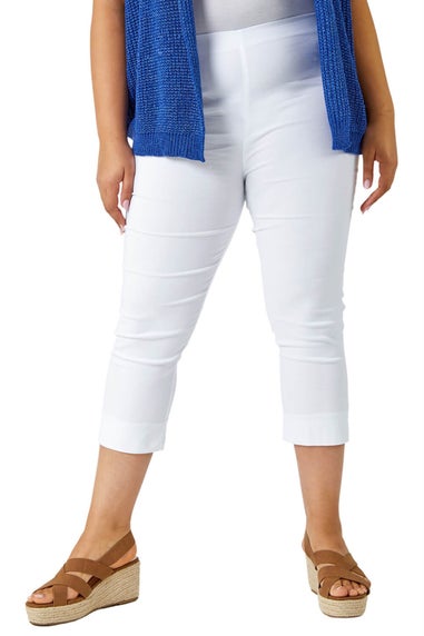 Roman White Curve Cropped Stretch Trouser
