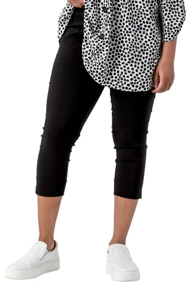 Roman Black Curve Cropped Stretch Side Split Trouser