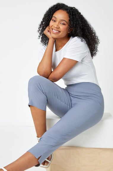 Roman Light Grey Petite Cropped Stretch Trouser