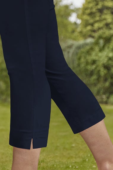 Roman Navy Blue Petite Cropped Stretch Trousers