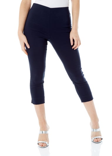 Roman Navy Blue Petite Cropped Stretch Trousers