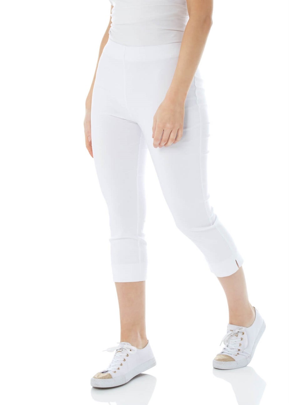 Roman White Petite Cropped Stretch Trousers
